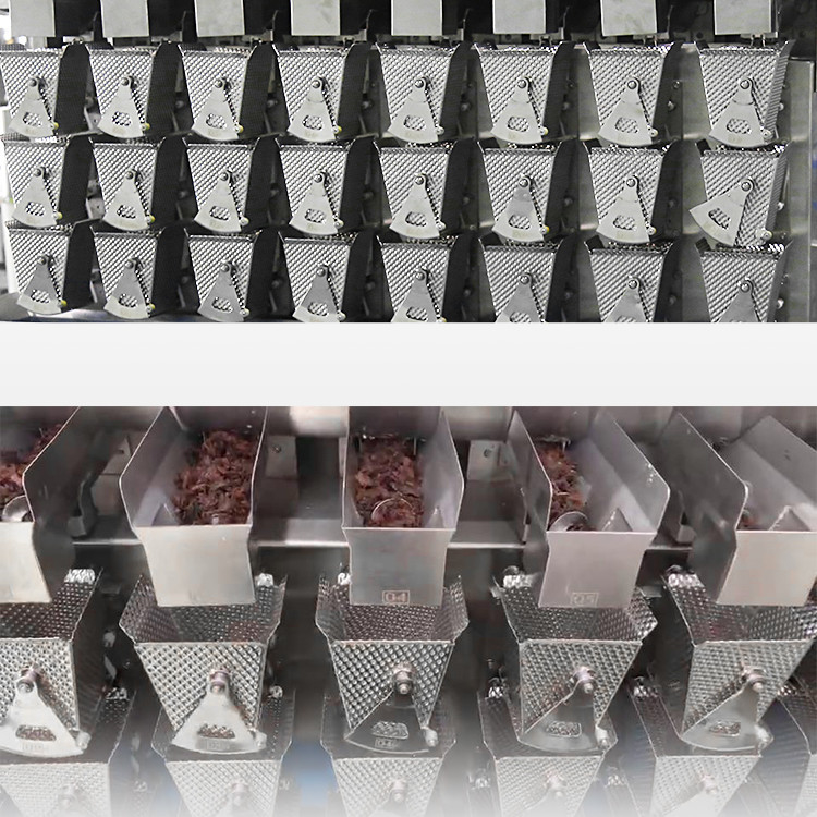 برغي صناعي مزدوج هوبر يغذي الميزان متعدد الرؤوس للحصول على ضلع طعام لزج طازج