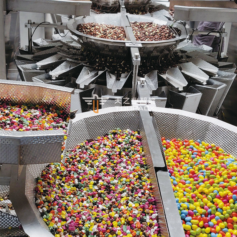 أوتو الوقوف كيس Doypack الوزن التعبئة الحبيبات الفول السوداني جوز الكاشيو متعددة الرؤوس الوزن ملء آلة