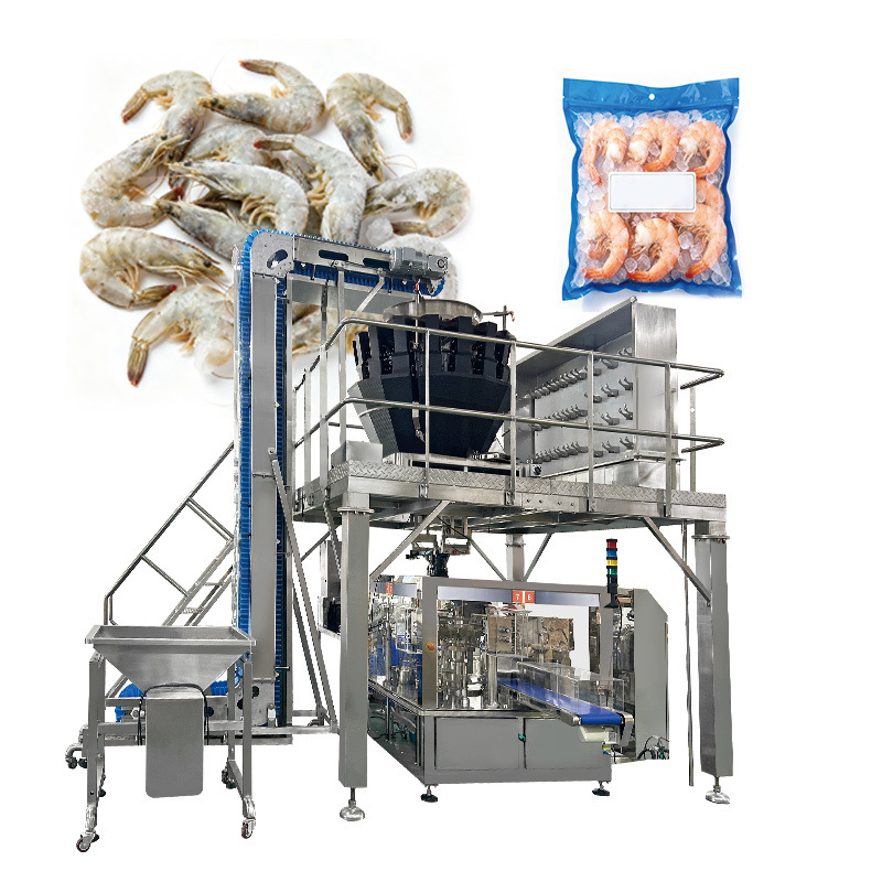 Frozen Vegetable Salad Packing Premade Bag Machine Automatic Zip Lock Pre-made Filling Machine With Frozen Shrimp Zipper Pouch