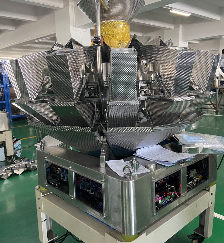 14 Hoppers Multihead Weigher Packaging Machine 0.8L 1.6L 2.5L للفواكه الهشة